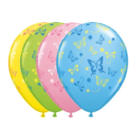 Bunte Latexballons mit Schmetterlingsmotiven