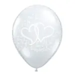 Latexballon mit Motiv Doppelherz – Silber