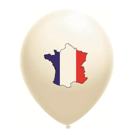 Cremefarbener Latexballon mit Frankreichmotiv