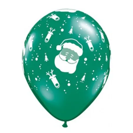 Grüner Latexballon mit Santa- und Rentier-Motiv