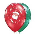 Latexballon mit Motiv Santa & Rentiere – Rot & Grün