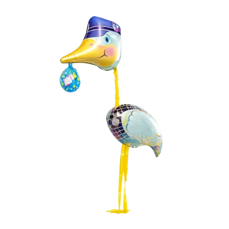 Airwalker-Folienballon in Form eines Klapperstorchs mit Babybündel