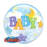 Bubbles Ballon – Baby Boy Mond Sterne | Transparent