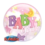 Bubbles Ballon – Baby Girl Mond Sterne | Transparent