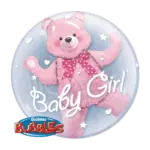 Double Bubbles Ballon – Baby-Girl Bärchen | Transparent