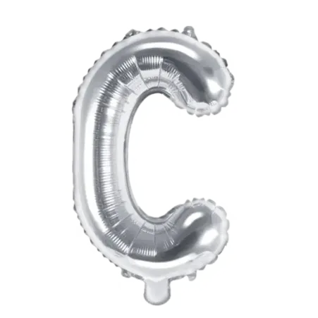 Silberner Folienballon in Form des Buchstabens C