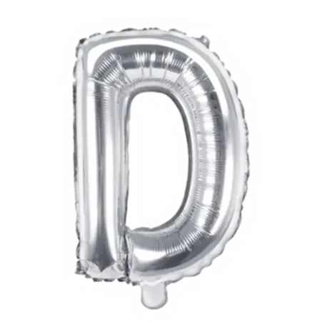 Silberner Folienballon in Form des Buchstabens D