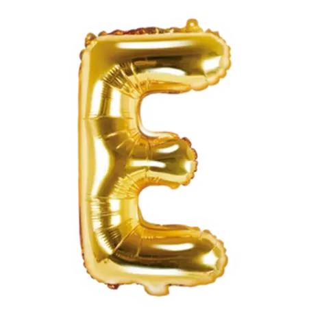 Goldener Folienballon in Form des Buchstabens E