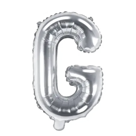 Silberner Folienballon in Form des Buchstabens G