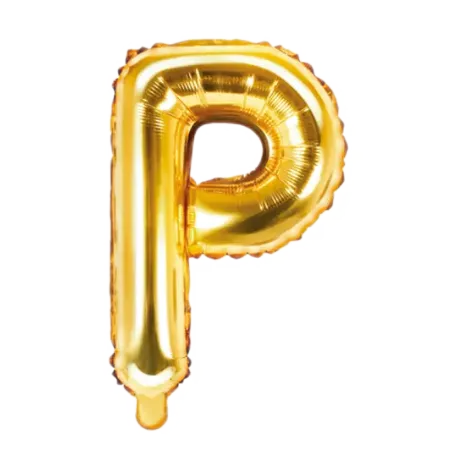 Goldener Folienballon in Form des Buchstabens P