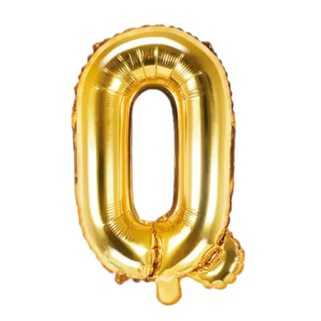 Goldener Folienballon in Form des Buchstabens Q