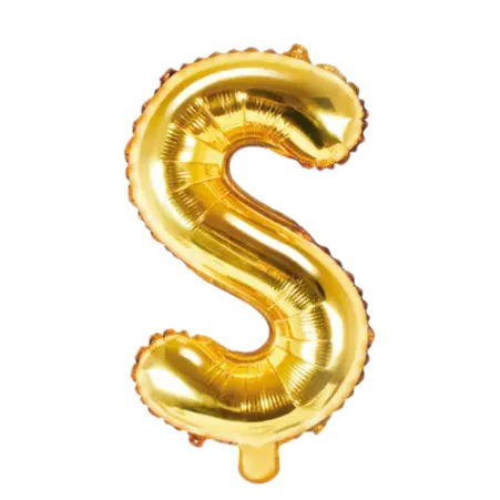 Goldener Folienballon in Form des Buchstabens S