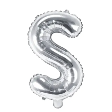 Silberner Folienballon in Form des Buchstabens S