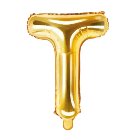 Goldener Folienballon in Form des Buchstabens T