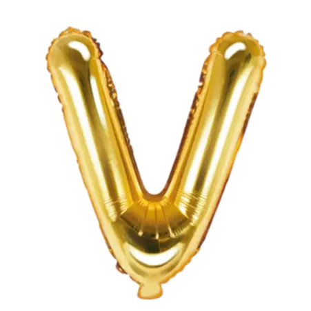 Goldener Folienballon in Form des Buchstabens V
