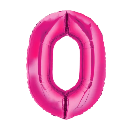 Pinker Folienballon in Form der Zahl 0
