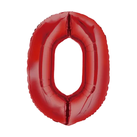 Roter Folienballon in Form der Zahl 0