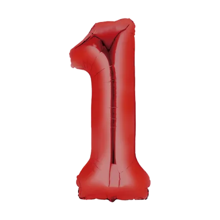 Roter Folienballon in Form der Zahl 1