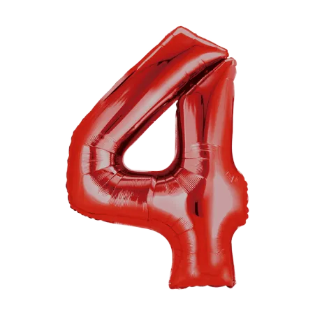 Roter Folienballon in Form der Zahl 4