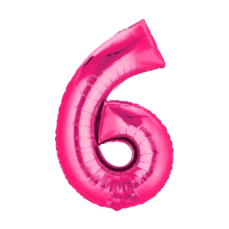 Pinker Folienballon in Form der Zahl 6