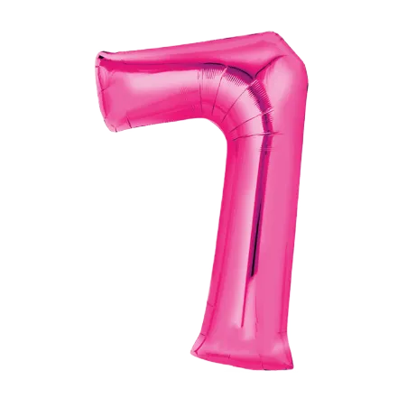 Pinker Folienballon in Form der Zahl 7