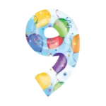 Folienballon Zahl – 9 | Bunt