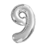 Folienballon Zahl – 9 | Silber