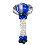 _Ballonsäule Selbststehend – Blau-Weiß & Silber | Sternballonkugel als Topper