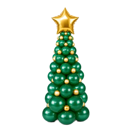 _Ballonsäule Organic Style Selbststehend – Weihnachtsbaum mit goldener Spitze