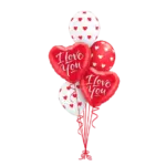 _Ballonstrauß mit I Love You Herzballons in Rot und Weiß