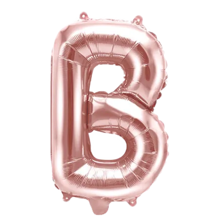 Roségoldener Folienballon in Form des Buchstabens B