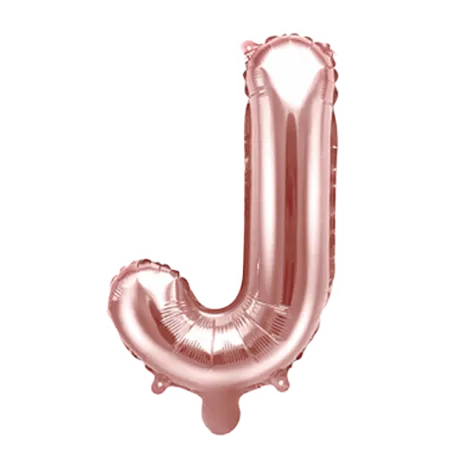 Roségoldener Folienballon in Form des Buchstabens J
