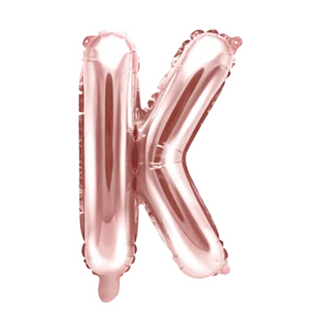 Roségoldener Folienballon in Form des Buchstabens K