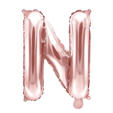 Roségoldener Folienballon in Form des Buchstabens N