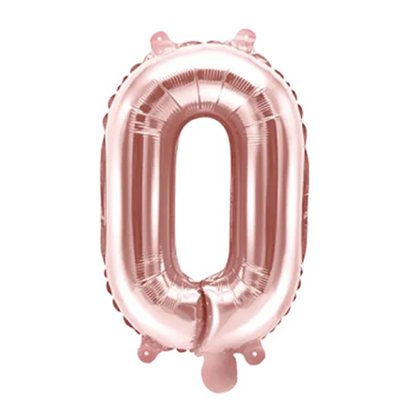 Roségoldener Folienballon in Form des Buchstabens O