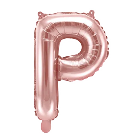 Roségoldener Folienballon in Form des Buchstabens P