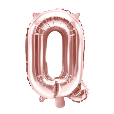 Roségoldener Folienballon in Form des Buchstabens Q