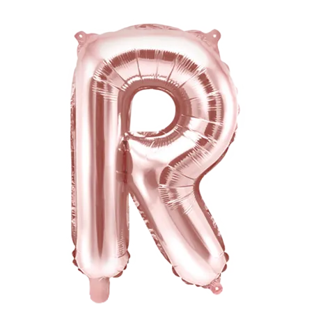 Roségoldener Folienballon in Form des Buchstabens R