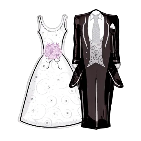 Zweiteiliges Folienballon-Set mit Brautkleid und Frack