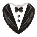 Folienballon Herz – Hochzeit Frack | Schwarz-Weiß
