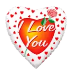 Folienballon Herz – I Love you mit Rose & kleinen Herzen