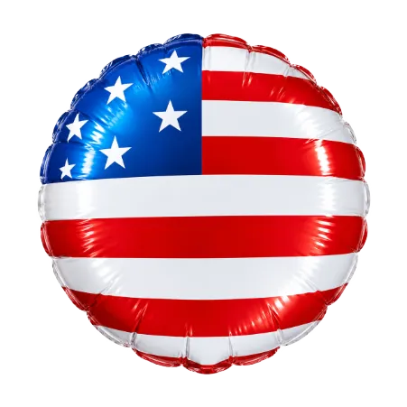 Runder Folienballon mit USA-Flagge in Blau, Rot und Weiß