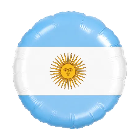 Runder Folienballon mit Argentinien-Flagge in Blau, Weiß und Gelb