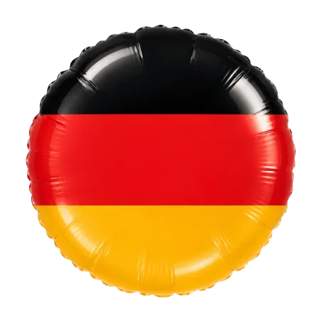 Runder Folienballon mit Deutschland-Flagge in Schwarz, Rot und Gold