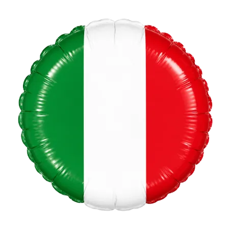 Runder Folienballon mit Italien-Flagge in Grün, Weiß und Rot