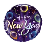Folienballon Rund – Happy New Year mit bunten Ballons