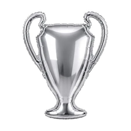 Silberner Folienballon in Form eines Pokals