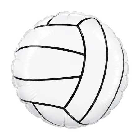 Runder Folienballon mit schwarz-weißem Volleyballmotiv