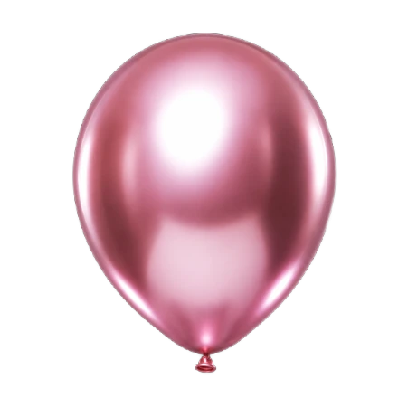 Pinker Latexballon in Tropfenform mit stark reflektierender Oberfläche