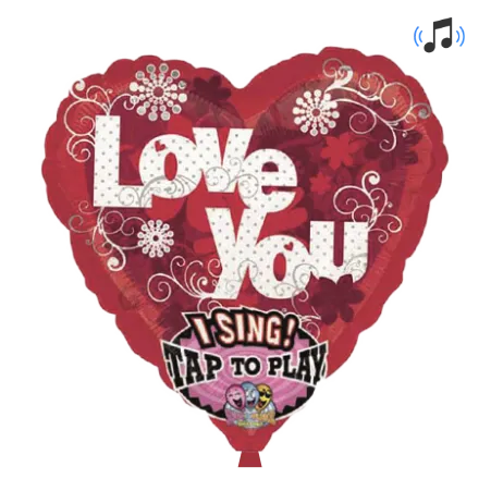 Roter Herz-Folienballon mit Love-You-Schriftzug